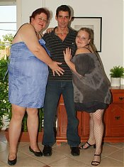 Explicit live cam show with two horny BBW Anna Marie and her friend taking turns on a cock